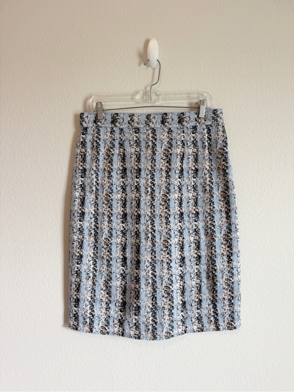 Misook Women's Blue Textured Knit Houndstooth Midi Skirt Size Medium